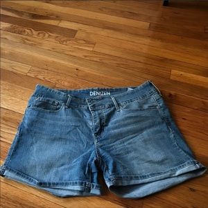 Mid length denim shorts